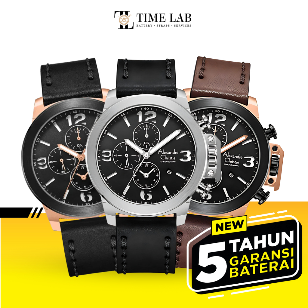 JAM TANGAN PRIA ALEXANDRE CHRISTIE AC6280 / AC6280MC / AC6280GC CHRONOGRAPH LEATHER ORIGINAL TIMELAB
