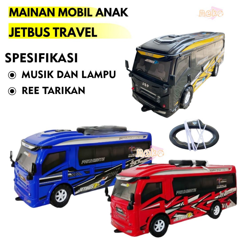 Mainan Anak Mobil Bus Basuri Elf Travel Musik dan Lampu Mainan Anak Laki Laki Elp Pakai Baterai