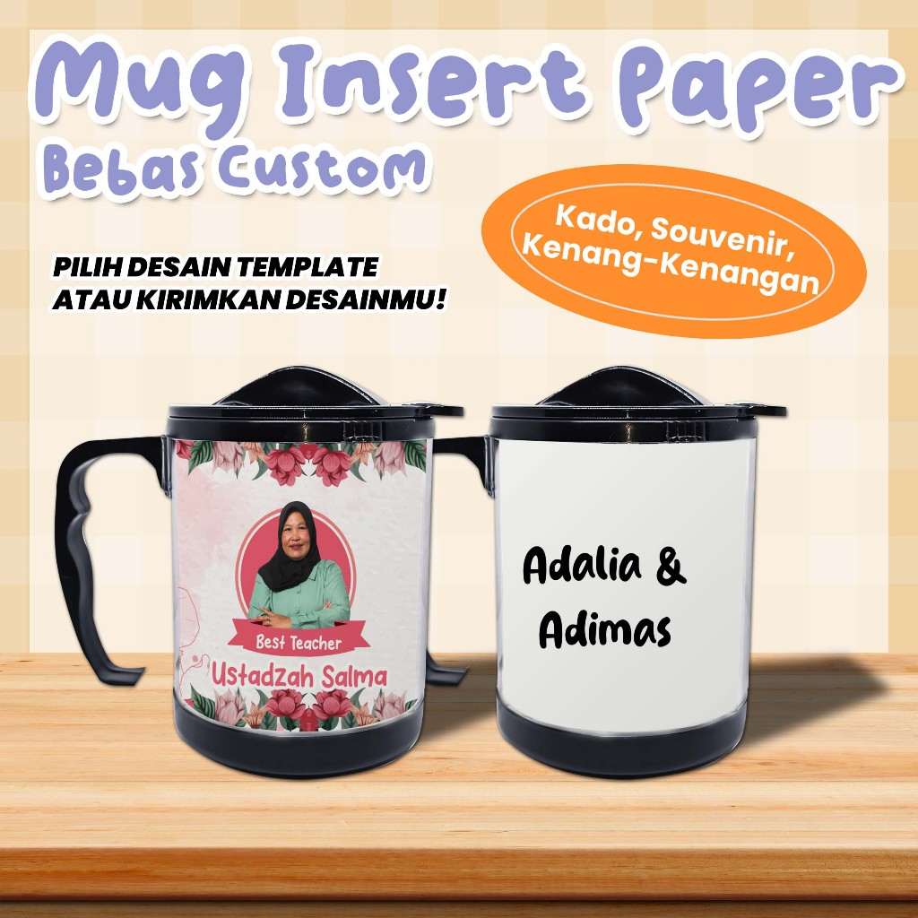 Custom Mug Plastik / Gelas Platik Insert Paper Custom Mug Plastik Souvenir Merchandise Desain Bebas