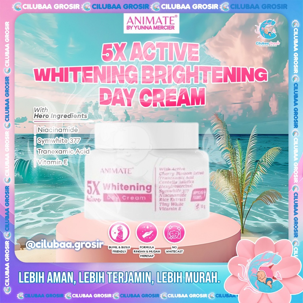 ANIMATE 5x Active Whitening Day Cream 10gr ||  Cream Pagi Pencerah wajah || Cream Glowing Brightenin