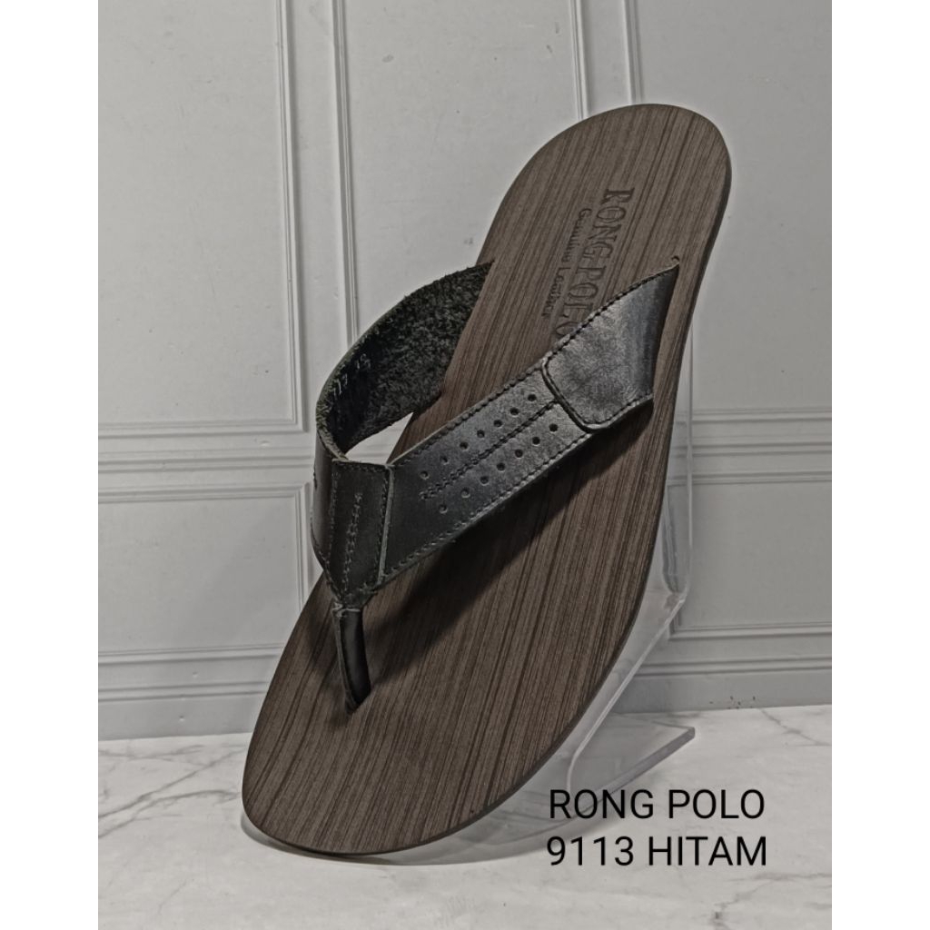 PROMO TURUN HARGA Sandal pria, sandal cowok,sandal jepit  , bahan kulit asli brand RONG POLO