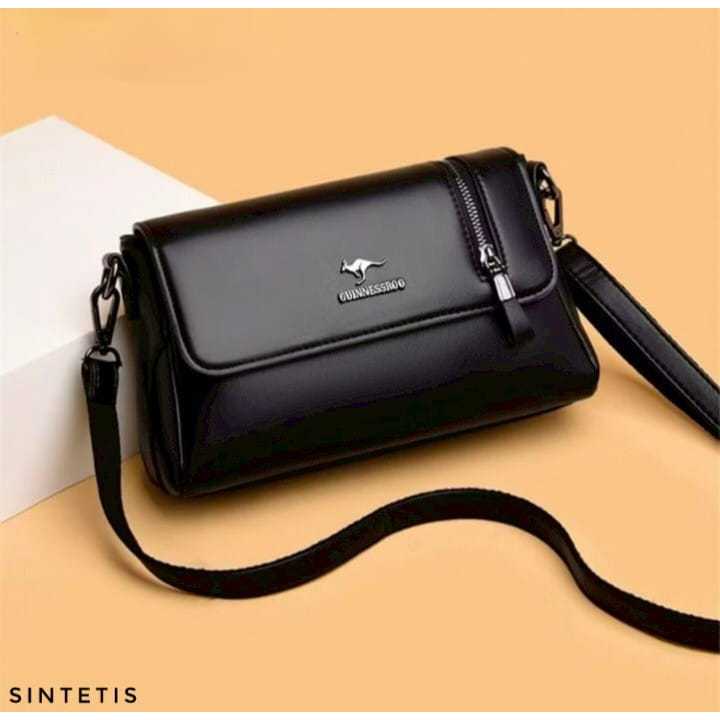 Tas Selempang Wanita Hitam Elegan Kulit Pu Premium Sling Bag Cewek Simple Korea