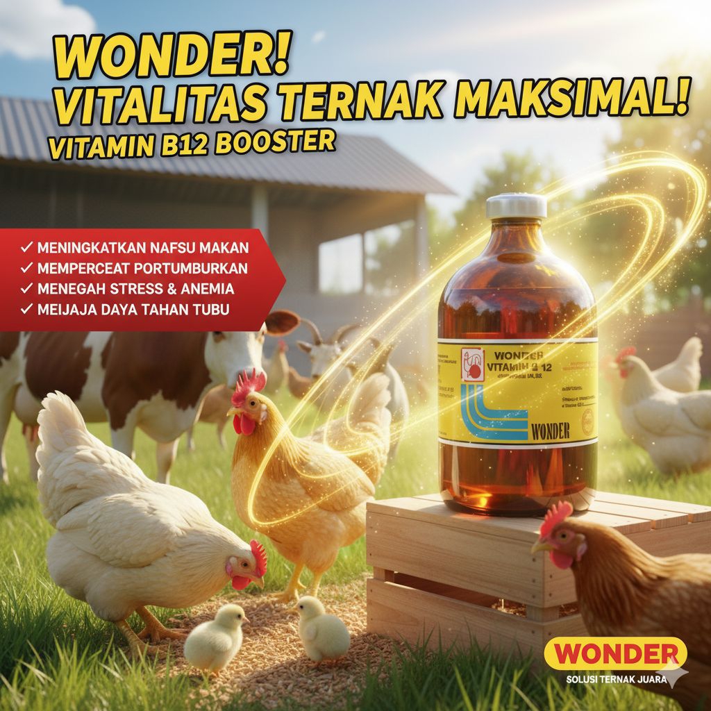 WONDER VITAMIN B12 100 ml Gangguan anemia & Pertumbuhan hewan