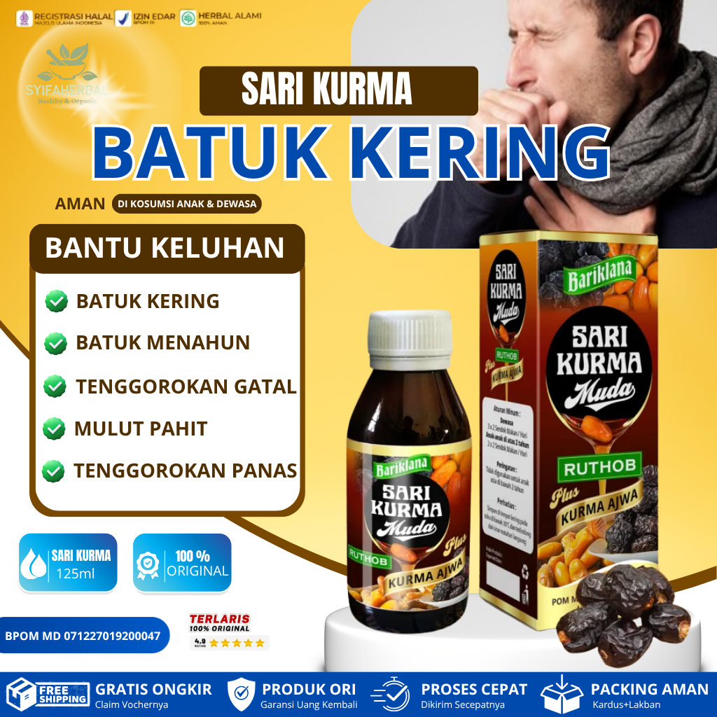 Sari Kurma Muda Isi 125ml Atasi Batuk Tidak Berdahak, Batuk Menahun, Tenggorokan Gatal, Obat Batuk K