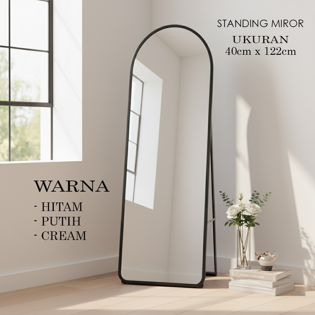 Kemasan KayuStanding Mirror Premium Standing Mirror Cermin Standing Oval Standing Mirror 40x153 cm
