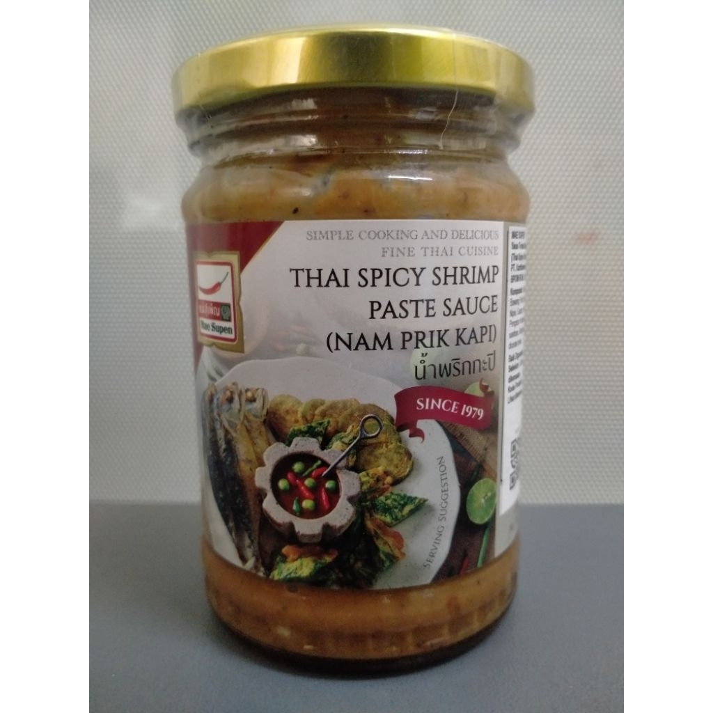 Mae supen Thai Spicy Shrimp paste sauce 227 g. Sauce terasi udang thailand
