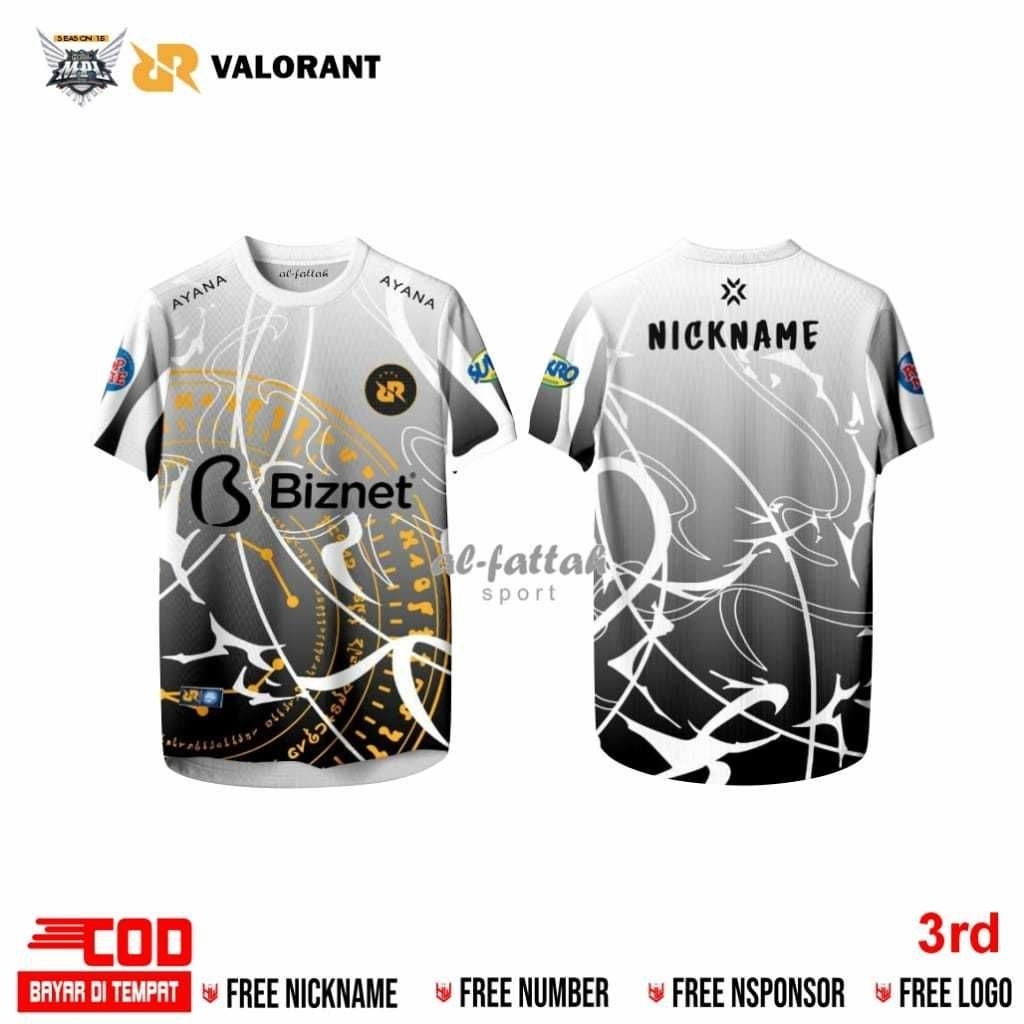 BAJU JERSEY RRQ VALORANT 3RD MPL S15 TERBARU 2025 CUSTOM NAMA ANAK & DEWASA FULL PRINTING PREMIUM