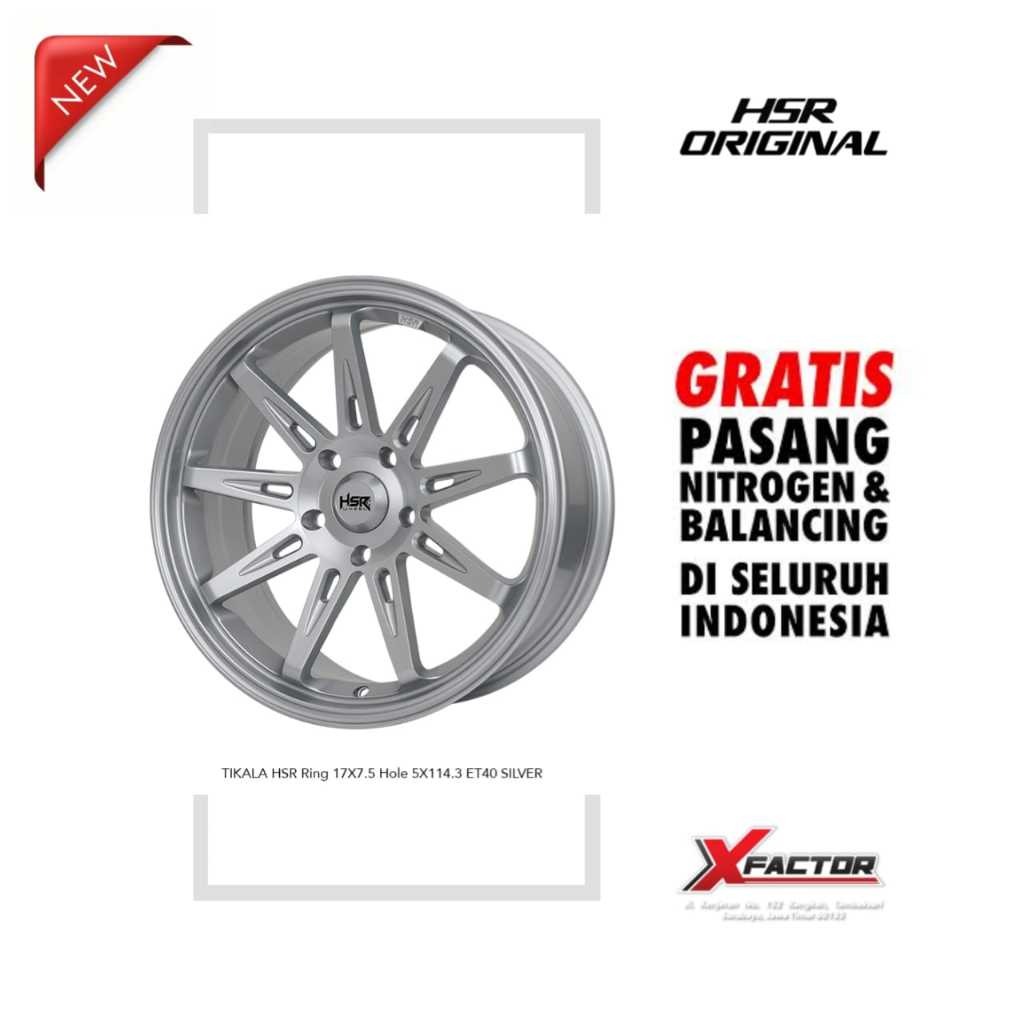 BAN MOBIL HSR R17 HSR TIKALA HSR R17X7.5 H 5X114,3 ET40 SILVER (SUPER SALE)