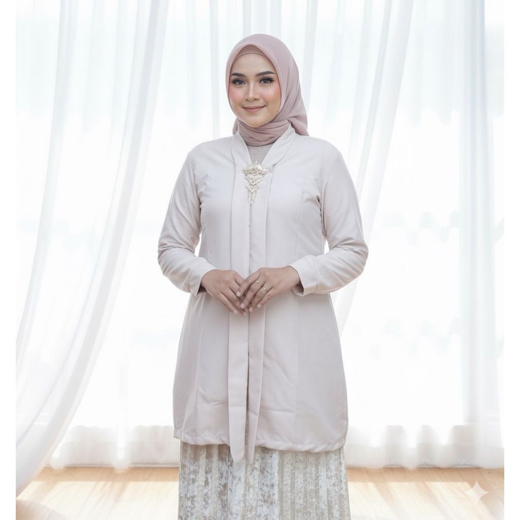 ATASAN LONG TUNIK KARTINI MODERN/ KEBAYA KARTINI PANJANG POLOS BAHAN KATUN MICRO PREMIUM |