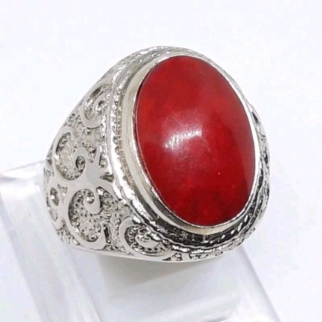 cincin red coral marjan / cincin batu akik red coral marjan cincin pria terlaris