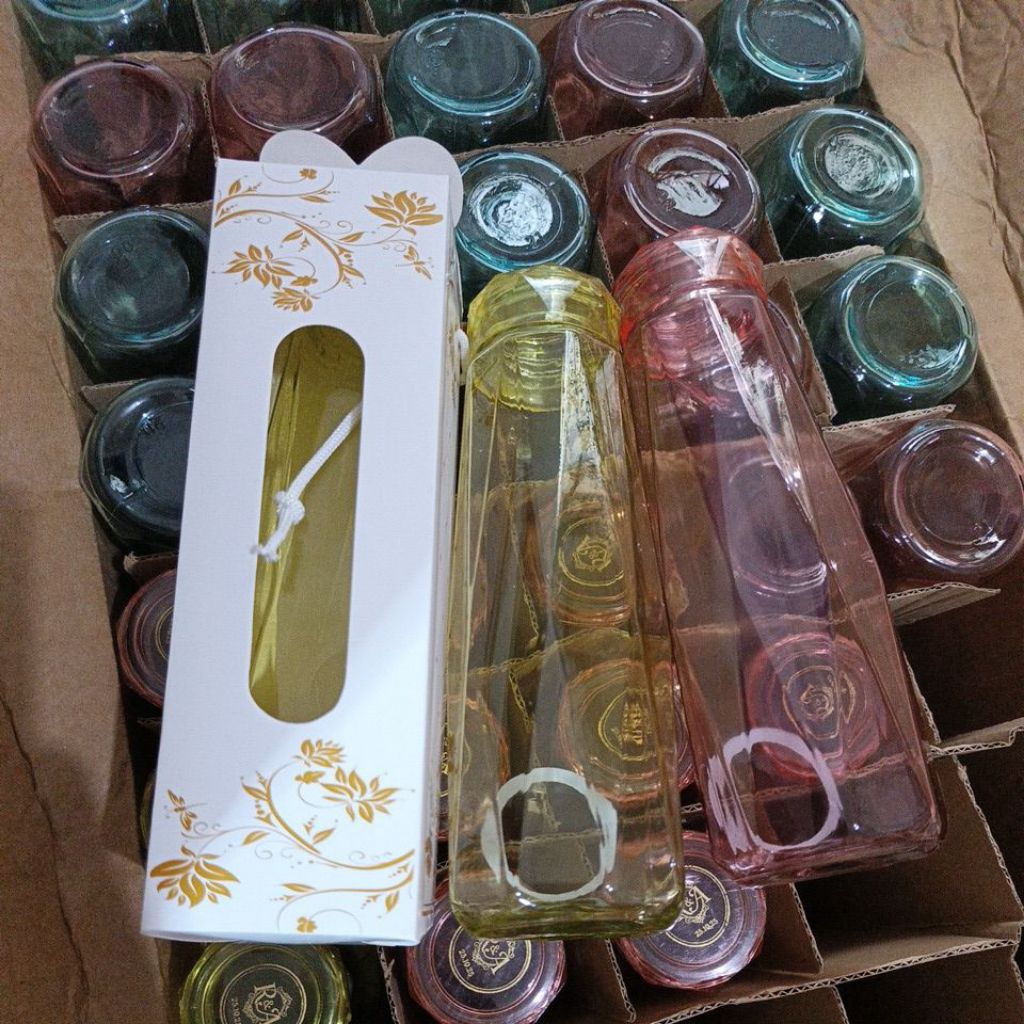 BOTOL KACA KRISTAL CUSTOM NAMA KEMAS BOX SOUVENIR / BOTOL PIALA