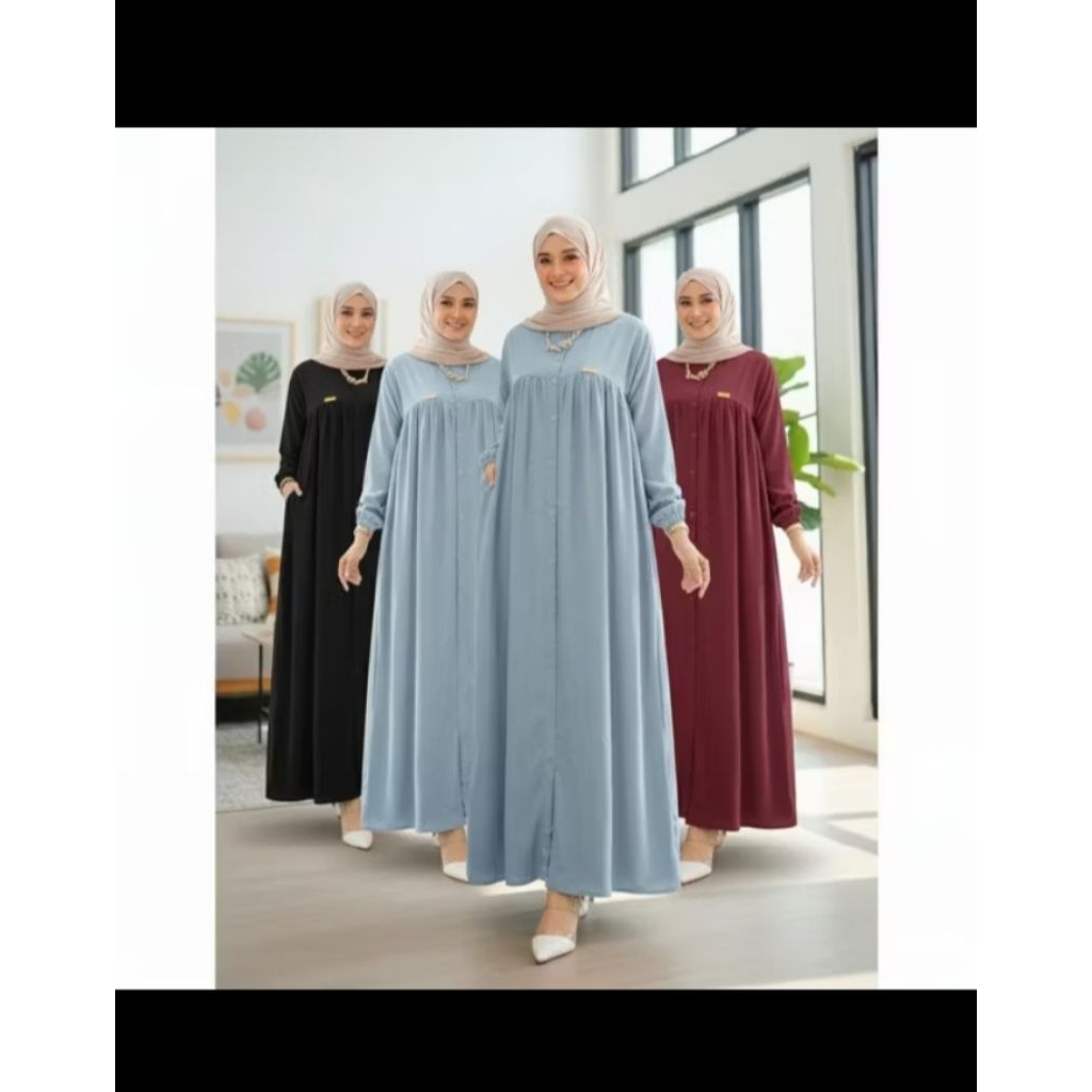 Gamis premium polos terbaru, modern bahan crinkle size jumbo