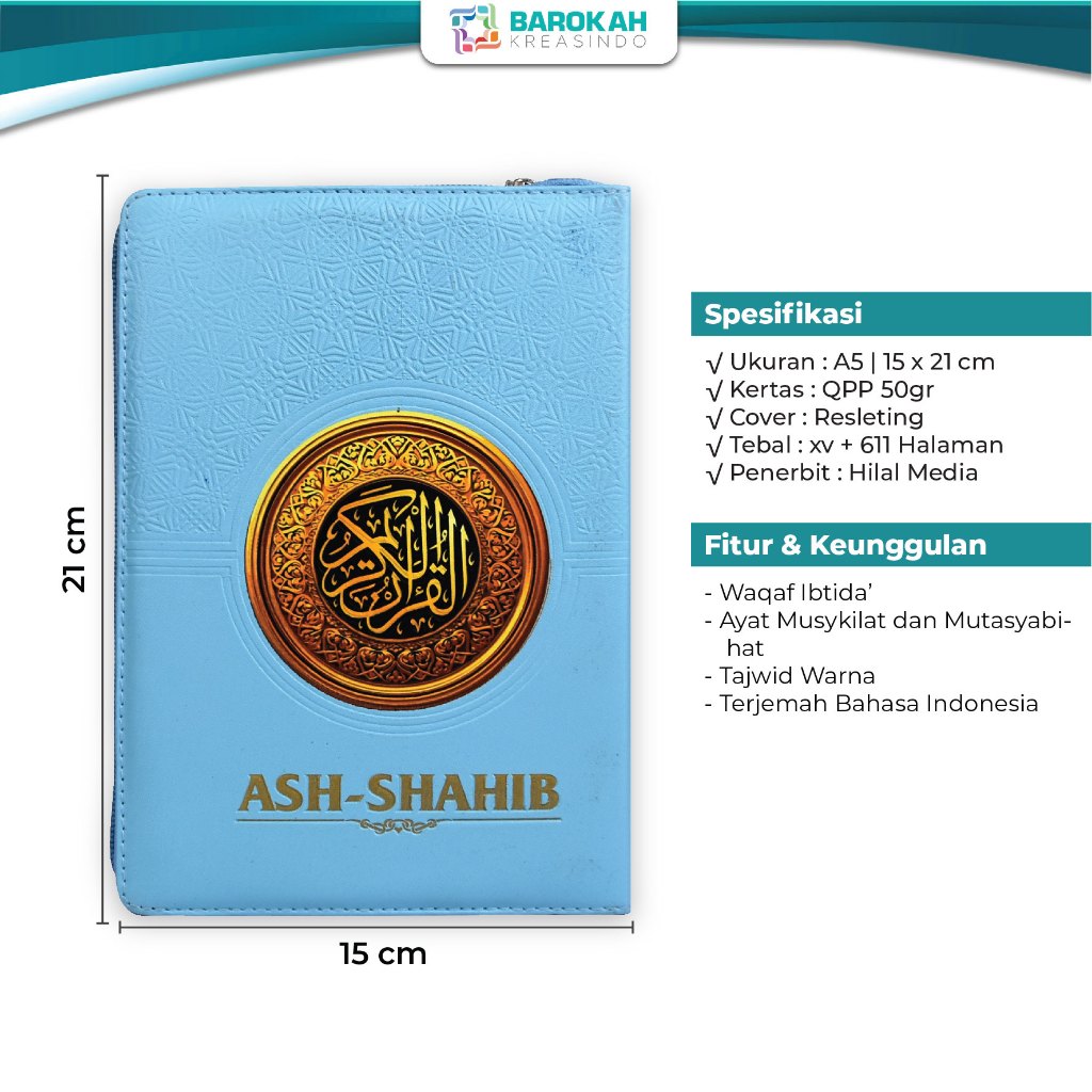 Al Quran Madinah Ash Shohib A5 Alquran Terjemahan Dan Custom Nama Jaket Resleting Kulit Elegan