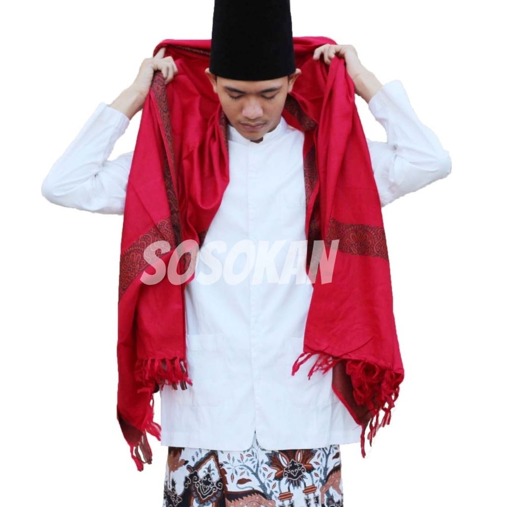 sorban kashmiri almas merah motif - sorban kashmiri original india