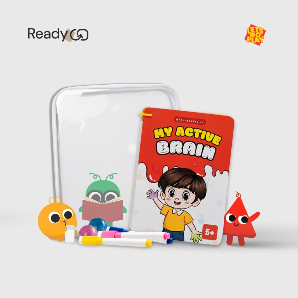Busy Book + Hardpouch Organizer: Buku Edukasi Anak My Active Brain Usia 5+ Letsgoplay + Hard Pouch P