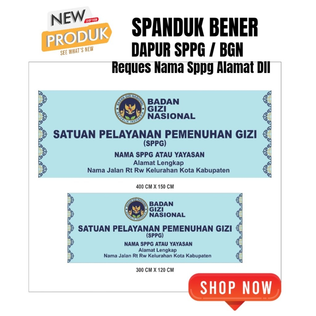 Spanduk Bener Dapur SPPG Dapur MBG Makan Bergizi Gratis Custom