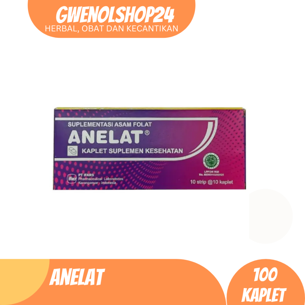 Anelat Asam Folat Box Isi 100 kaplet ifars | Folic acid / Vitamin ibu hamil | Asam Folat
