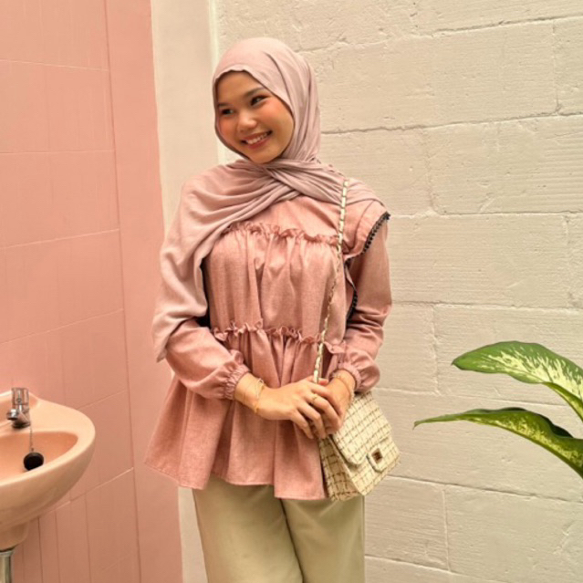 Atasan Wanita / Blouse katun madinah / Baju kantor wanita / Atasan lengan panjang