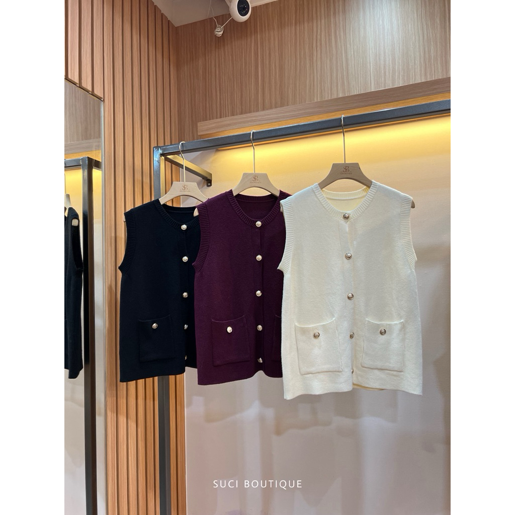 ELORA KNIT VEST RAJUT WANITA - Outer Tanpa Lengan