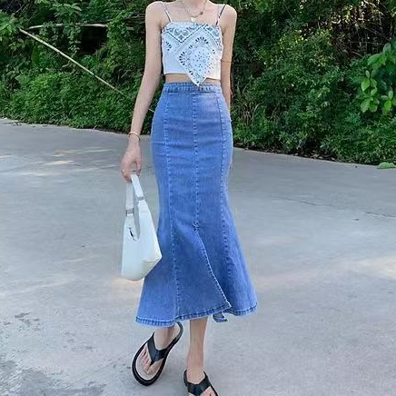 Rok plisket jeans 2025/rok jeans denim slit stretch/ plisket span premium  Rok jeans panjang jumbo7/