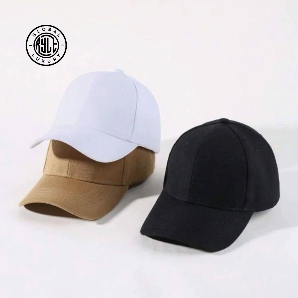 Ry Lifestyle - Topi Baseball Unisex Polos Keren Korea Minimalis Unisex Terbaik Putih Cream Hitam