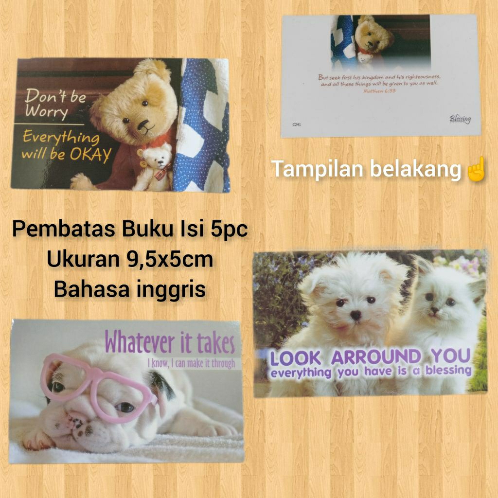 Bookmark Christian /Pembatas Buku Rohani Bahasa Inggris isi 5pc ukuran 9,5x6cm/Pembatas Ayat Alkitab