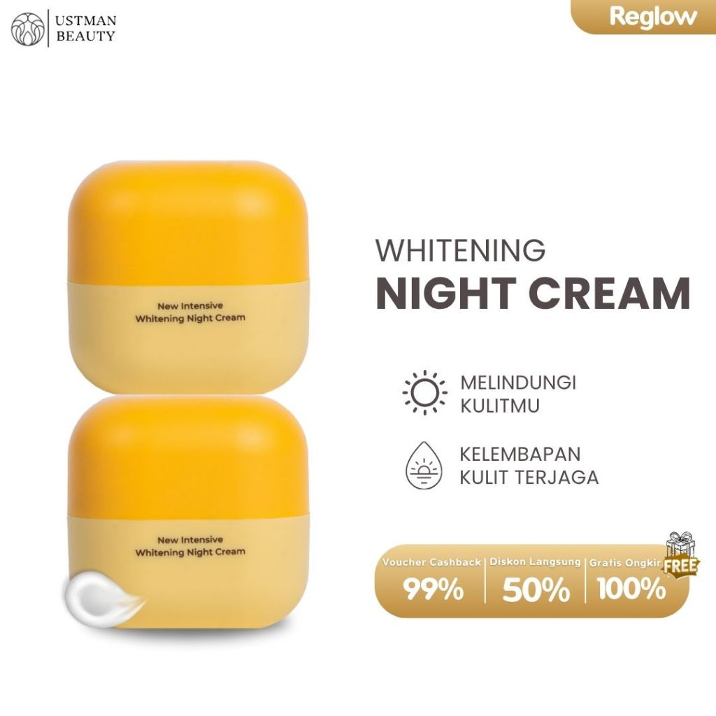 REGLOW SKINCARE NIGHT CREAM SERUM KEMASAN BARU ANTI AGING KRIM MALAM DENGAN FORMULA LEMBUT SALE