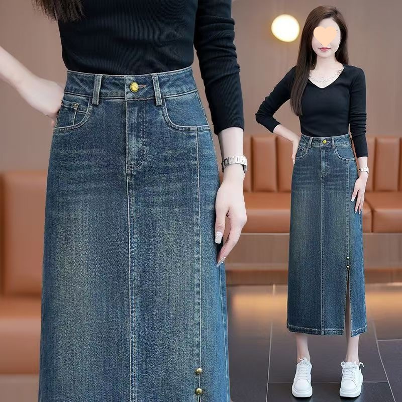 JDS-Rok Jeans 7/8 Kancing Belah Depan Strich Korean Aline