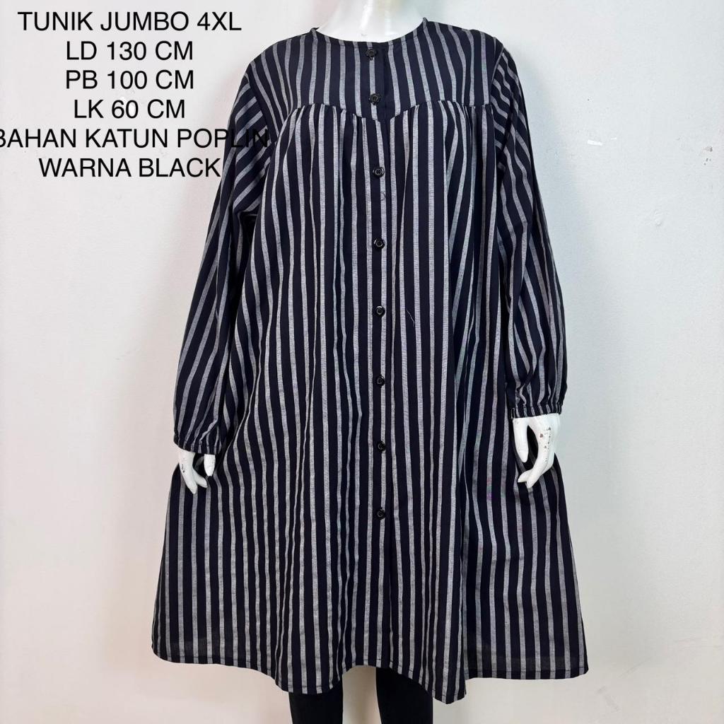 Tunik Jumbo Ld 130 Cm Motif Salur Kekinian - Wilona Tunik