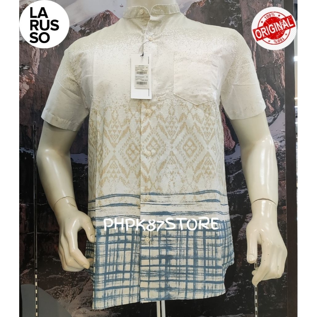 Larusso kemeja pendek pria printing original