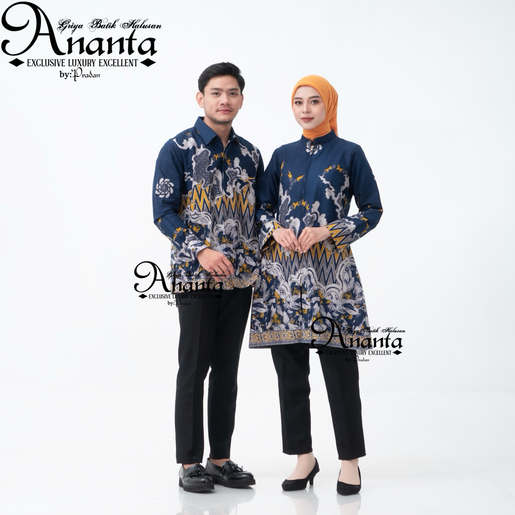 Batik Ananta Batik Couple Pasangan Sarimbitan Atasan Batik Lapis Premium Furing Dan Tricot, Kemeja P
