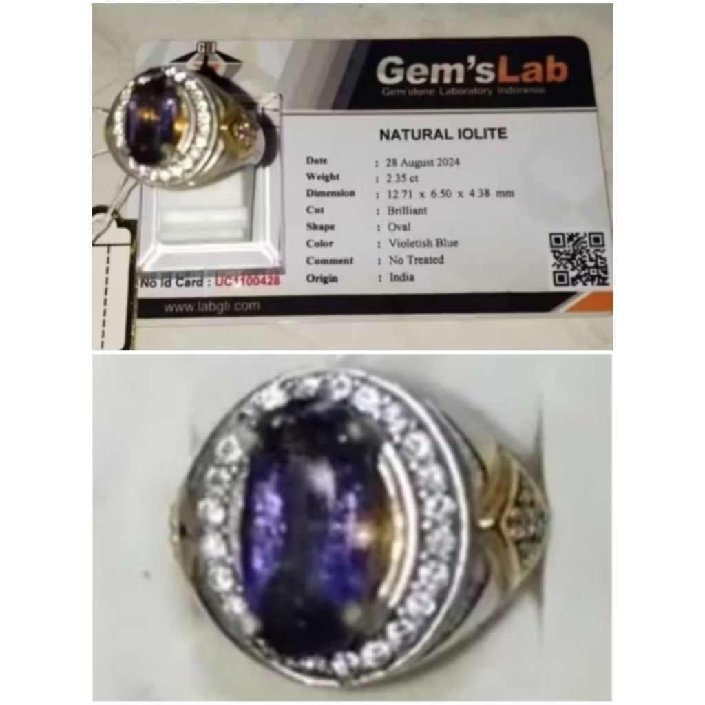 Natural iolite + memo kode ; 89