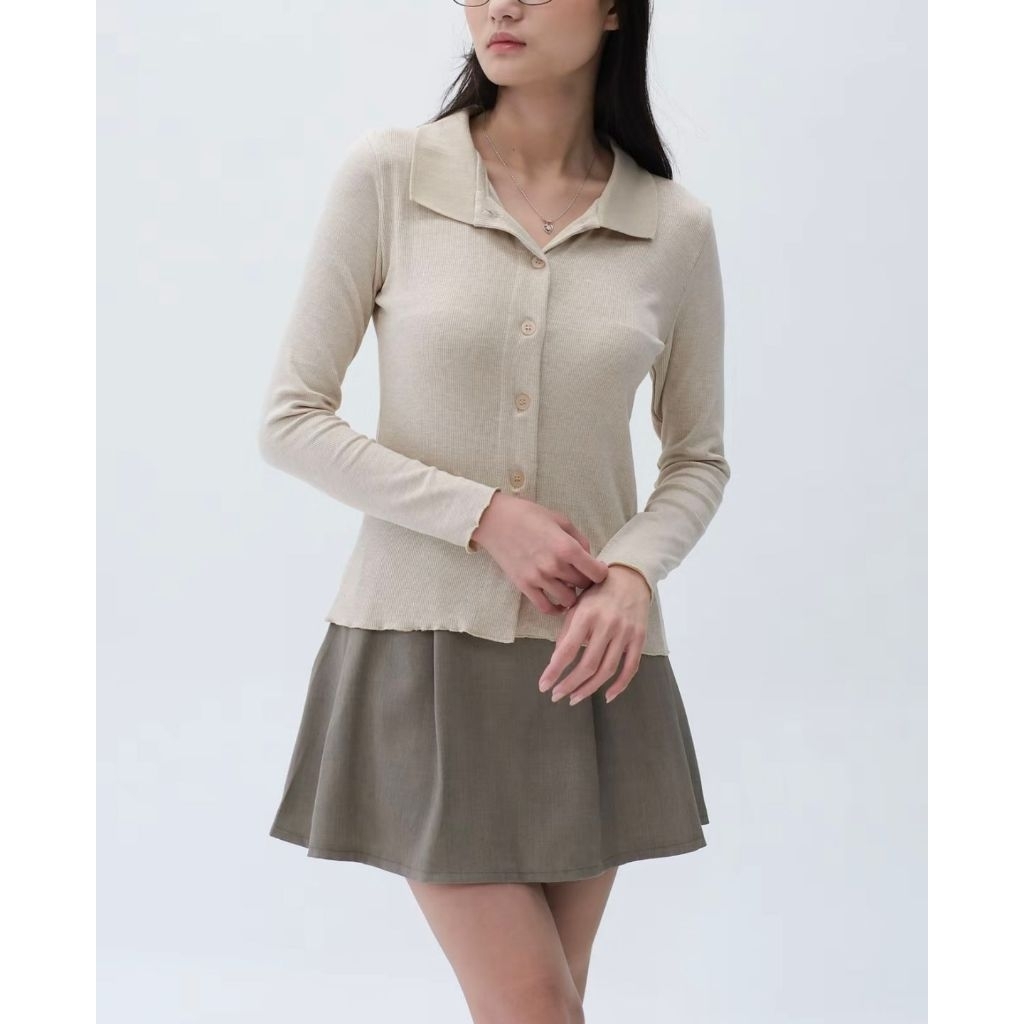 cardigan Polo Shirt Wanita | Caroline Top |