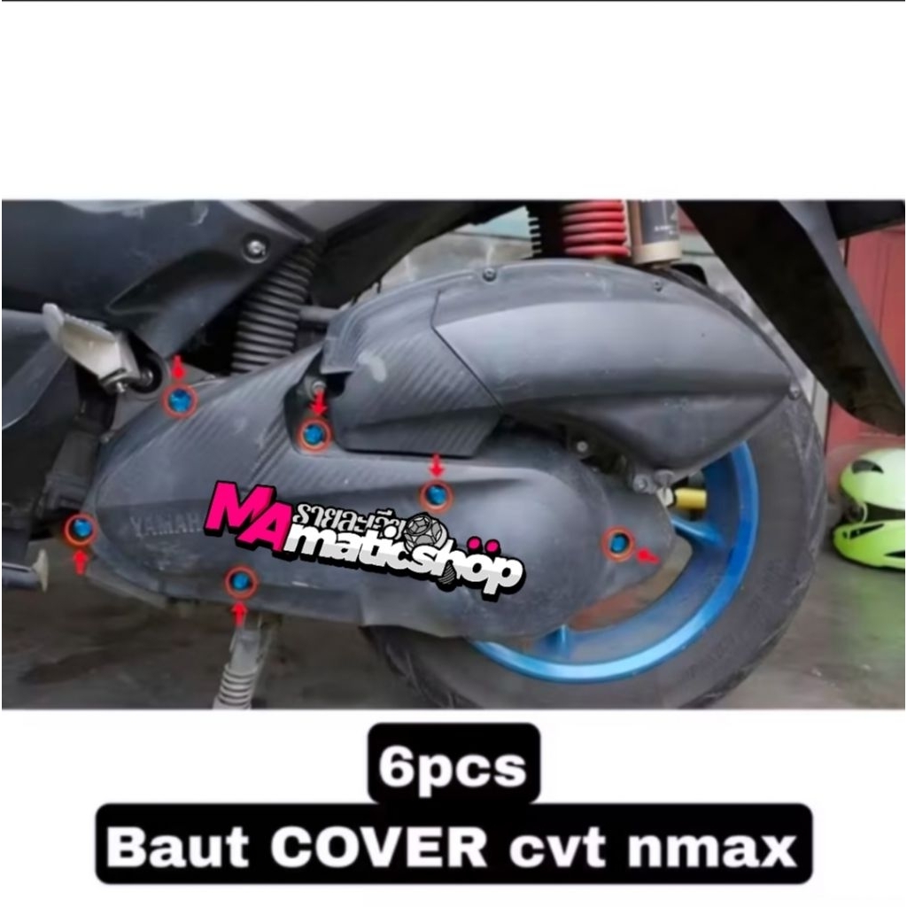 Baut cover cvt baut bak cvt Nmax Aerox Titanium bighead (6biji)