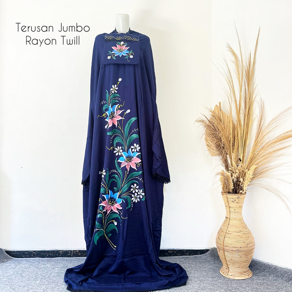 Mukena Lukis Terusan Super Jumbo Rayon Twill Tebal Adem