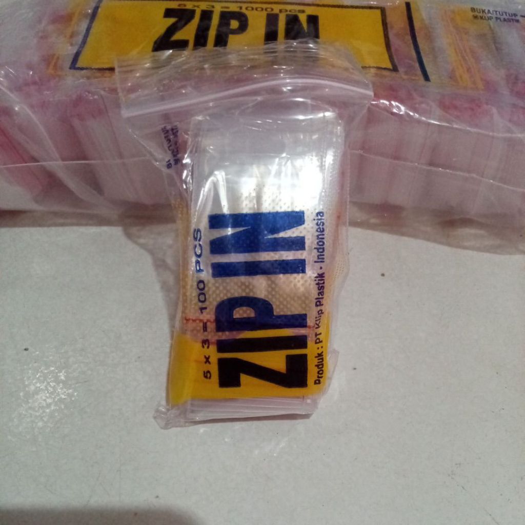 PLASTIK KLIP ZIP IN 5X3 KECIL(1PCS ISI 100LEMBAR)