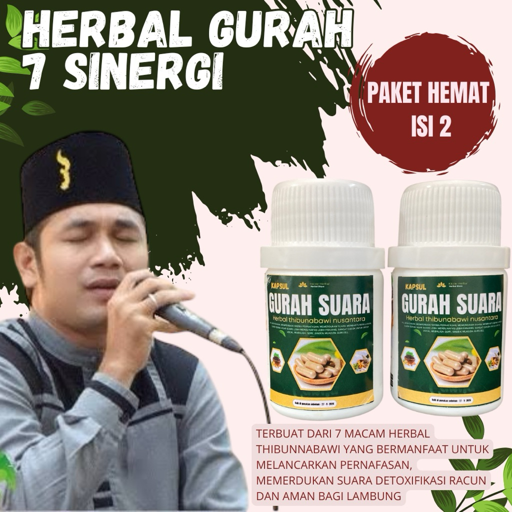 PAKET ISI 2 BOTOL KAPSUL GURAH.GURAH SUARA HERBAL.GURAH KAPSUL.PEMERDU SUARA