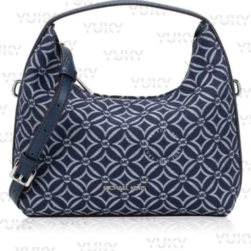Tas Wanita Branded MICH*EL KO*S MK Ember Jacquard Sign Messenger Denim 100% Original