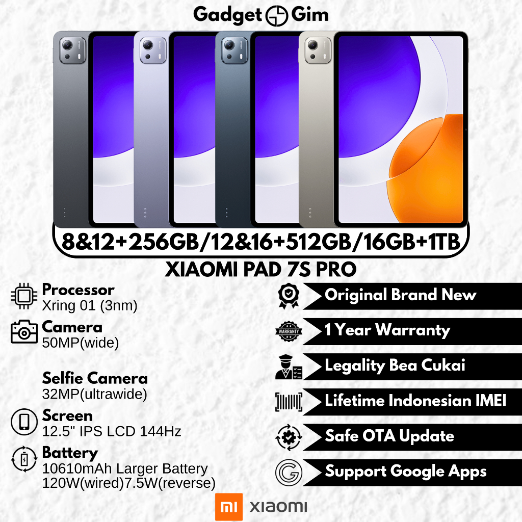 Xiaomi Pad 7s Pro Tablet 12.5 Inch Xring 01 144Hz 10610mAh 120W BNIB Bergaransi Original