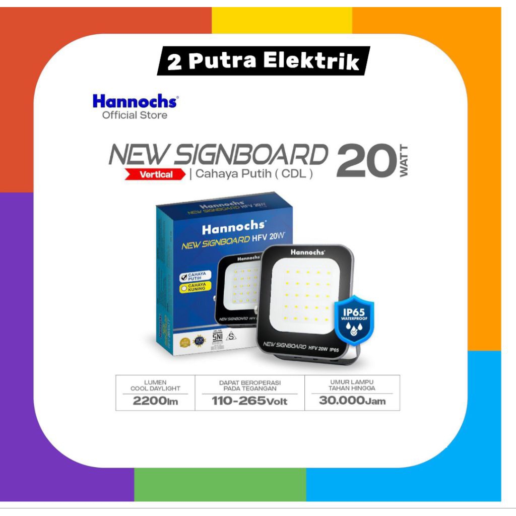 HANNOCHS LAMPU SOROT LED NEW SIGNBOARD 20W PUTIH