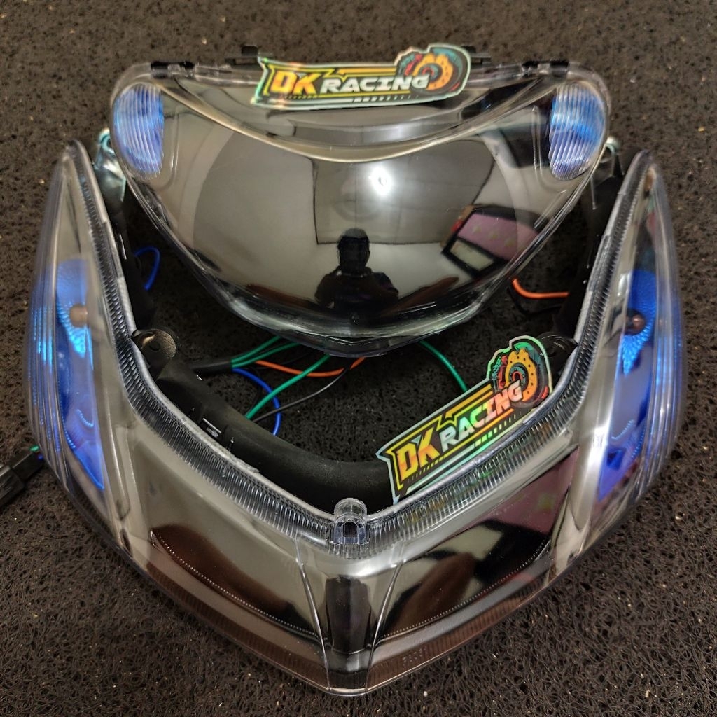 TERLARIS 1SET MIO SMILE REFLEKTOR LAMPU DEPAN MIO SMILE MIO NEW SMOKE BIRU SET LAMPU SEIN MIO SMILE 