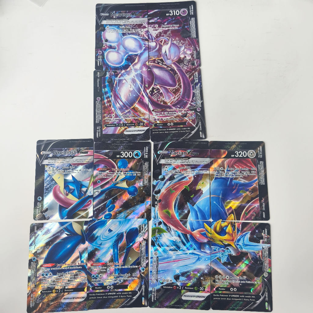Complete Set V Union Promo Pokemon TCG Indonesia  - Mewtwo, Greninja, Zacian V-Union