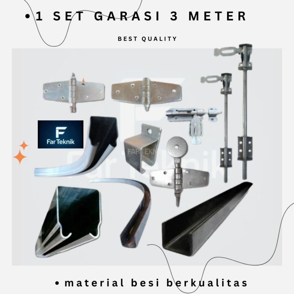 Paket Lengkap Henderson 3 Meter | Rel, Roda, Engsel, Bracket | Set Pintu Geser Besi Sliding Anti Kar