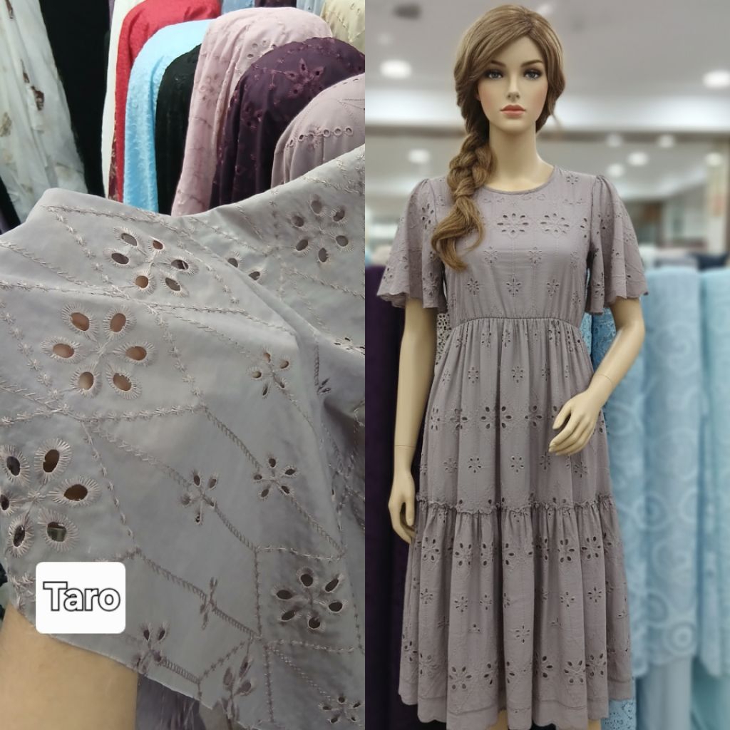 Kain katun bordir bolong premium / Kain katun bordir bolong meteran