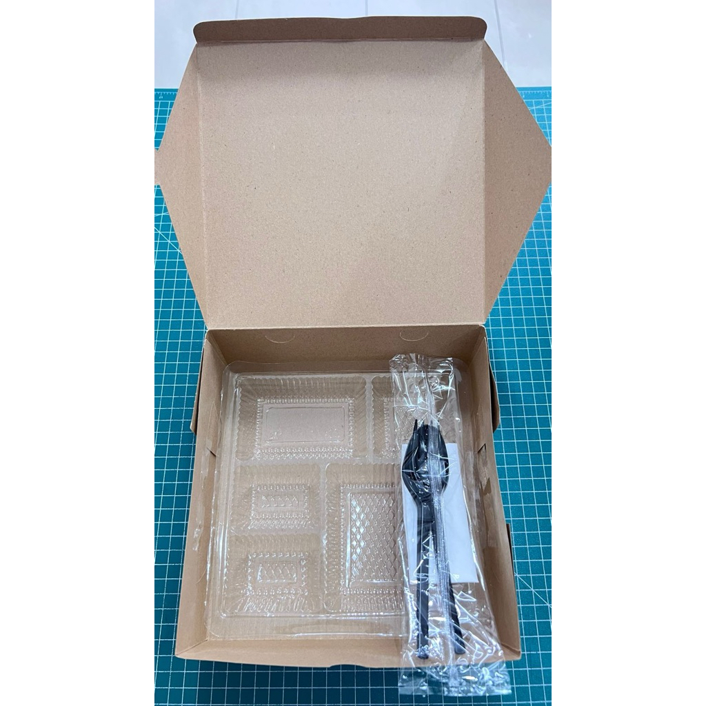 Paket Dus Nasi Box 20x20 isi 25pcs dengan mika Sekat 5 nasi berkat besek box nasi kotak