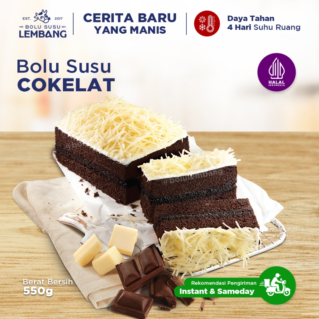 Bolu Susu Lembang Cokelat - Reguler Pack (550gr) Oleh-oleh Khas Bandung
