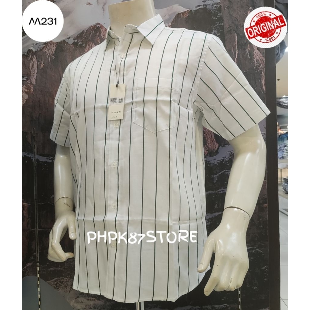 M231 Kemeja pendek pria salur original,kemeja pendek printing slimfit