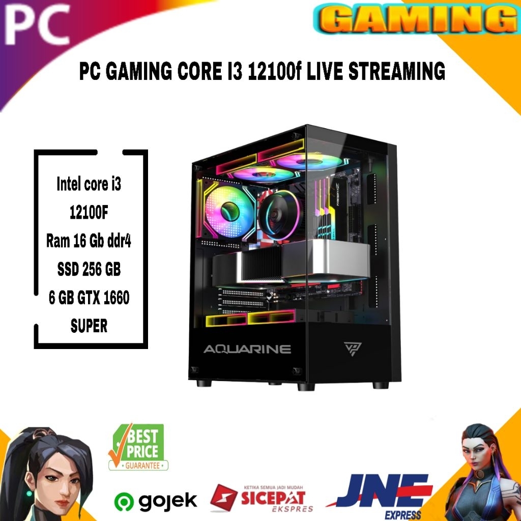 PC Gaming Intel Core i3 12100F ( GTX 1660 6GB SUPER ) Gen 12 Siap Gaming editing & Rendering