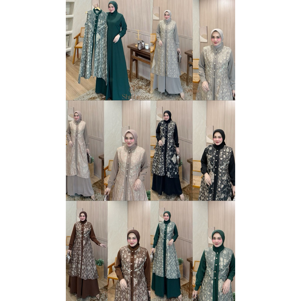 Sabrina Keysha dress 2in1 by Shinbie gamis terbaru cantik nyaman di pakai rompi lepas pasang dress m