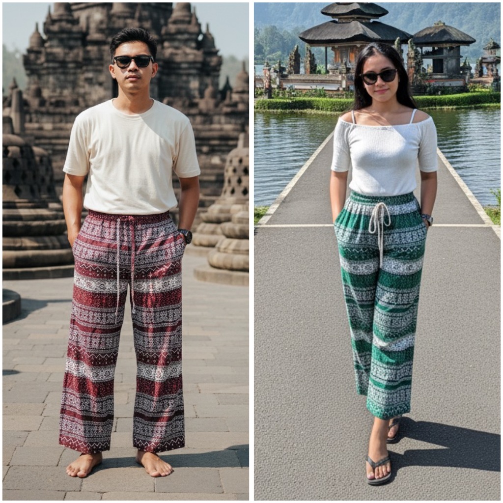 (REG-JUMBO) ETNIK celana kulot dewasa unisex pria wanita bahan RAYON motif etnik lombok bagus yersih